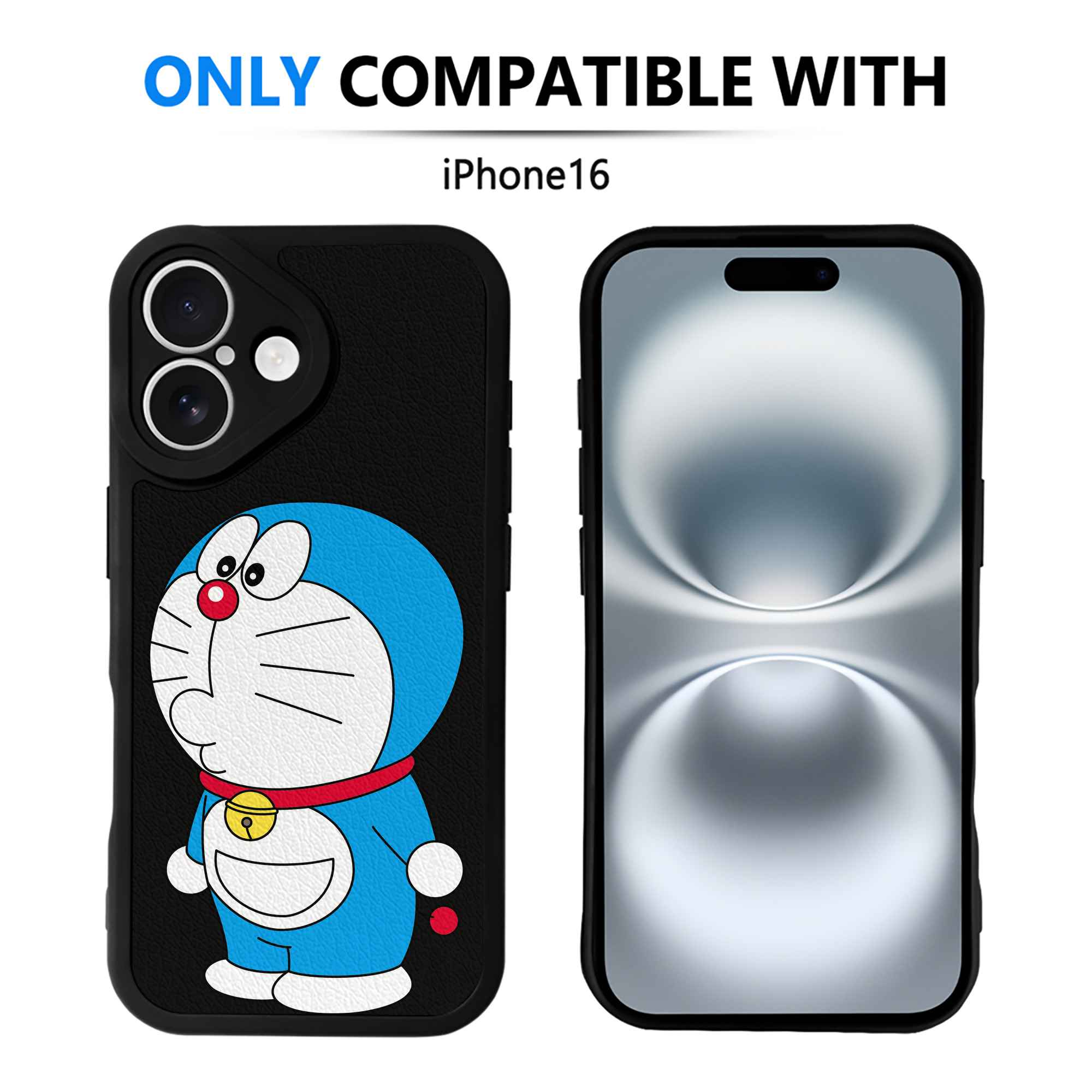 （画像用） ドラえもん Doraemon 【iPhone 16シリーズ対応】シリコンスマホケース（レザー調） 材質：シリコン